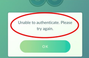 Pokemon go Unable to Authenticate